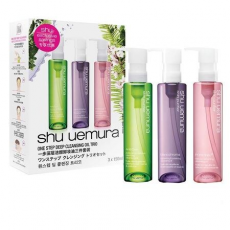 SHU UEMURA_綠茶新肌,櫻花淨膚&淨透煥顏潔顏油三件套裝 (3x150ml)